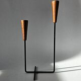 Rare teak and metal candle holder from the mid-century, Denmark, 1960s