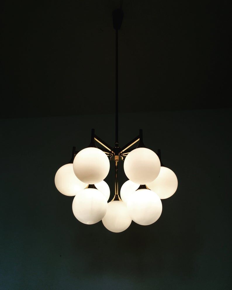 Mid Century brass Sputnik chandelier by Kaiser Leuchten