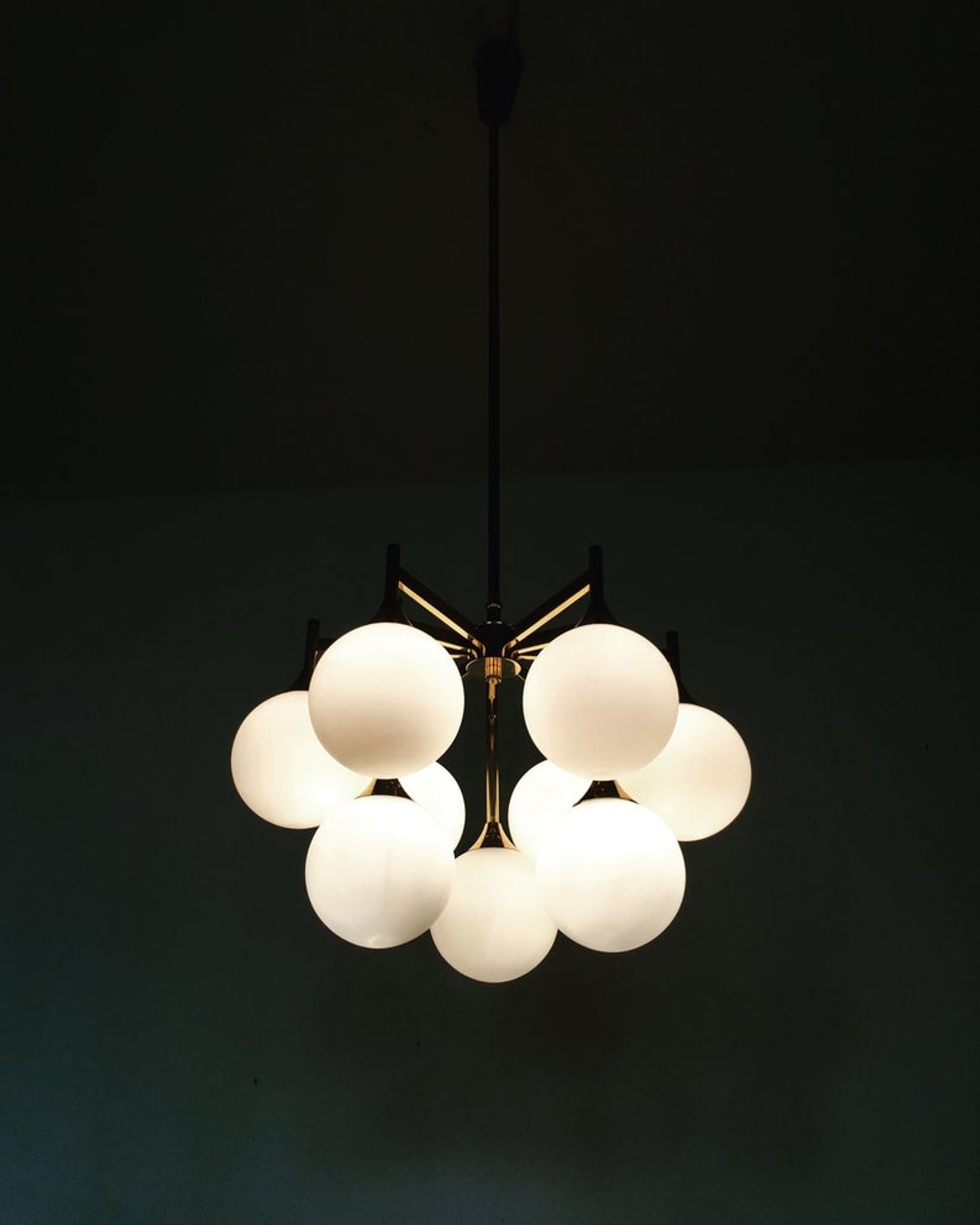 Mid Century brass Sputnik chandelier by Kaiser Leuchten