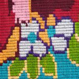 Bohemian Romanian handwoven carpet with floral colorful design