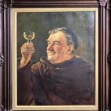Aldo Giordani - Monk by the glass - Oil on framed canvas
