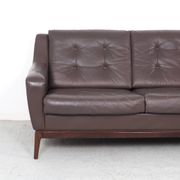 Vintage Brown Leather Sofa on Rosewood Legs from Porfilia Werke, 1960s