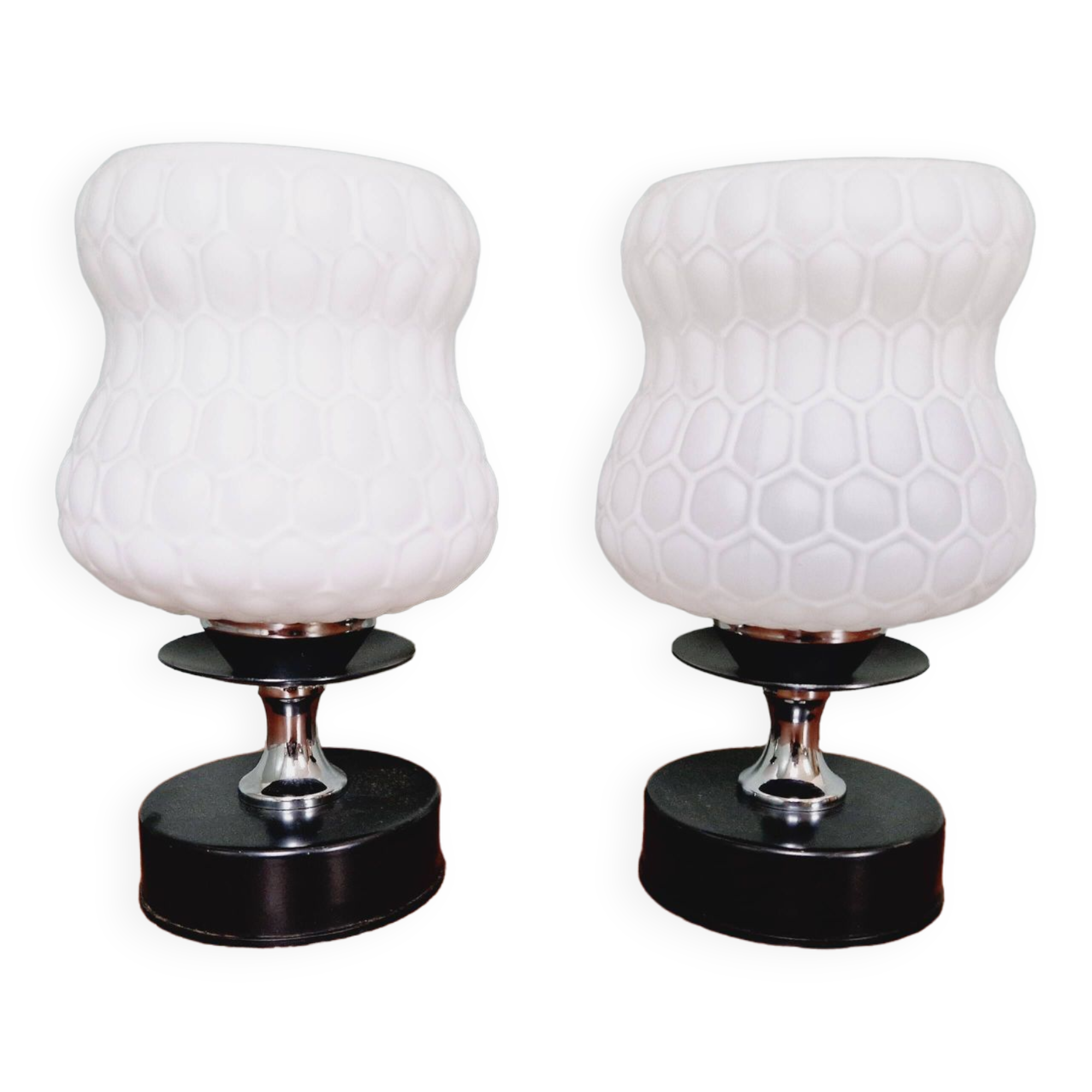 Pair of glass bedside lamps, 1970s