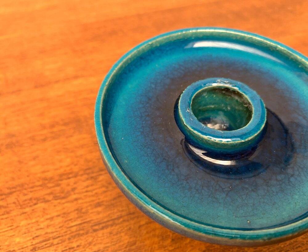 Danish ceramic candlestick from the mid-century by Herman A. Kähler for Hak, 1960s.