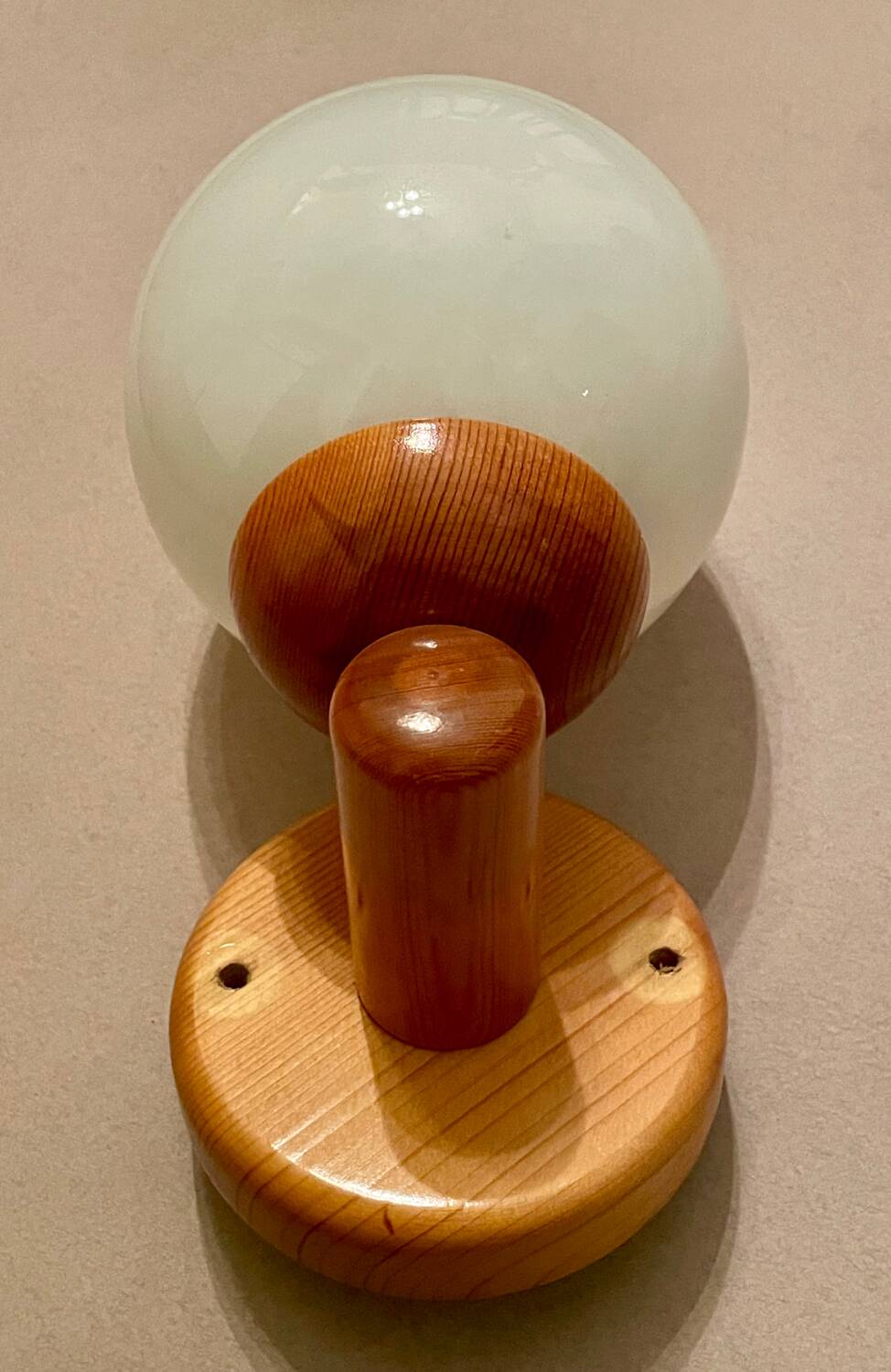 Vintage white glass wall light and pin.