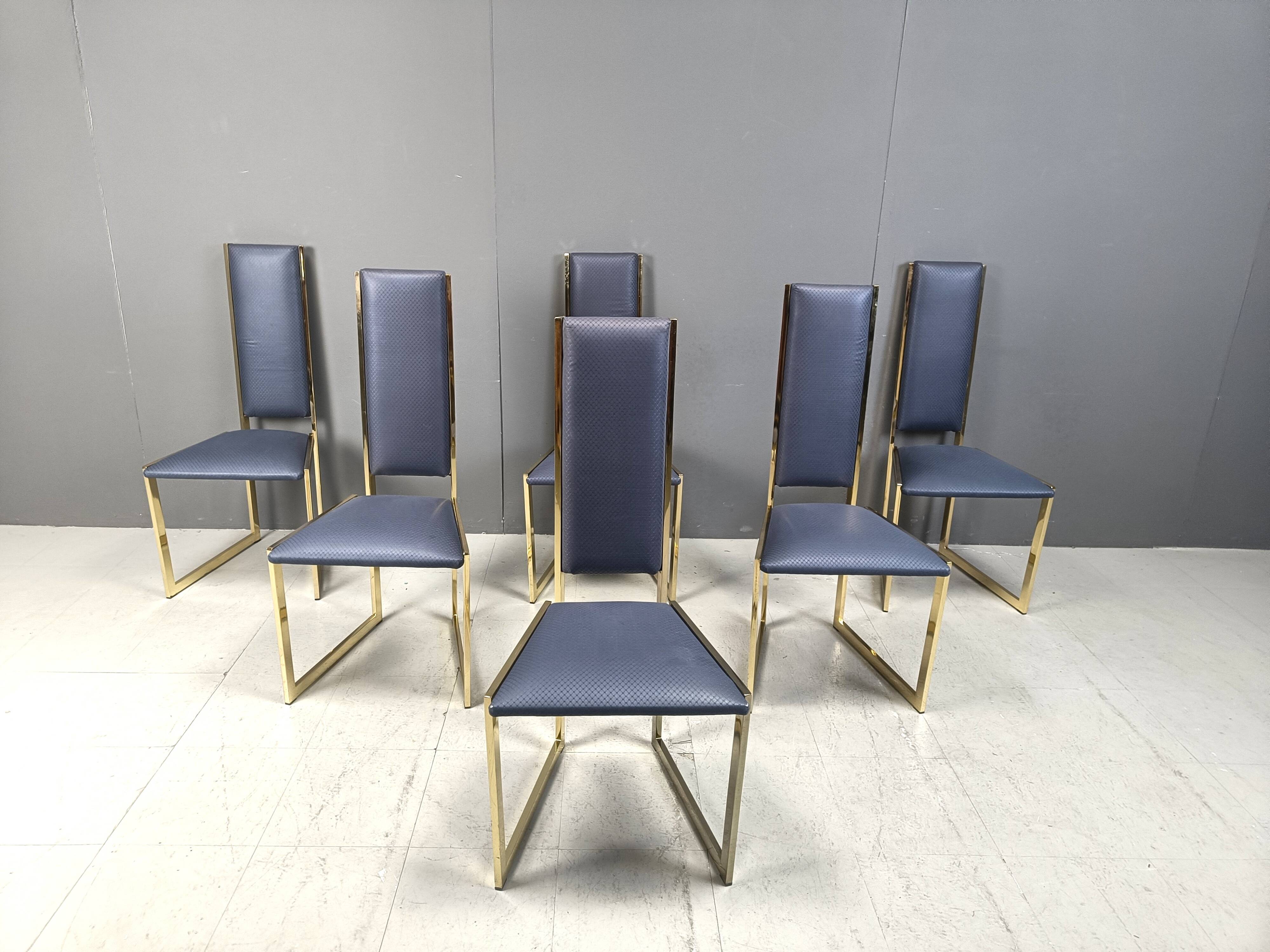 Vintage brass dining chairs set of  6 - 1970s