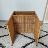 60s woven metal wicker bedside table