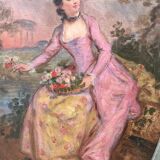 Pair of anonymous romantic paintings with oval views