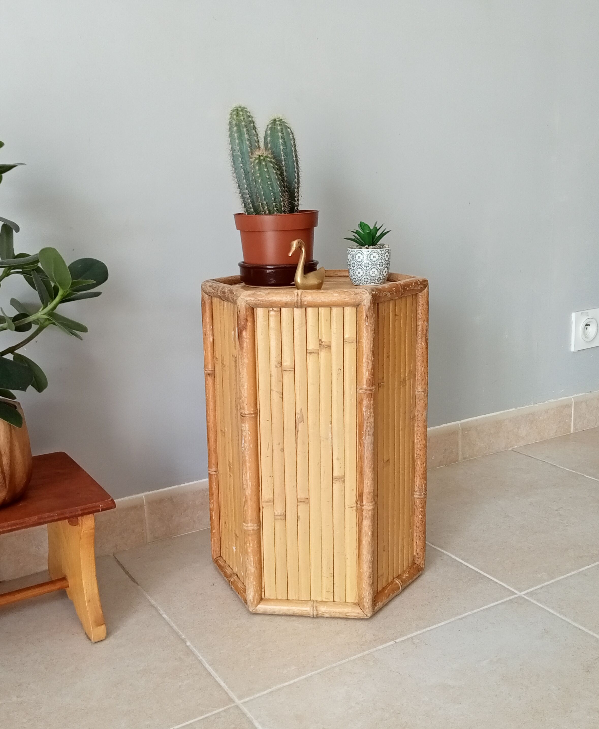 Vintage bamboo side table
