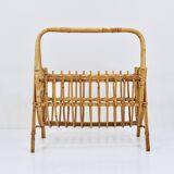 Bamboo and rattan magazine rack in the style of Franco Albini, Italy, 1950s.