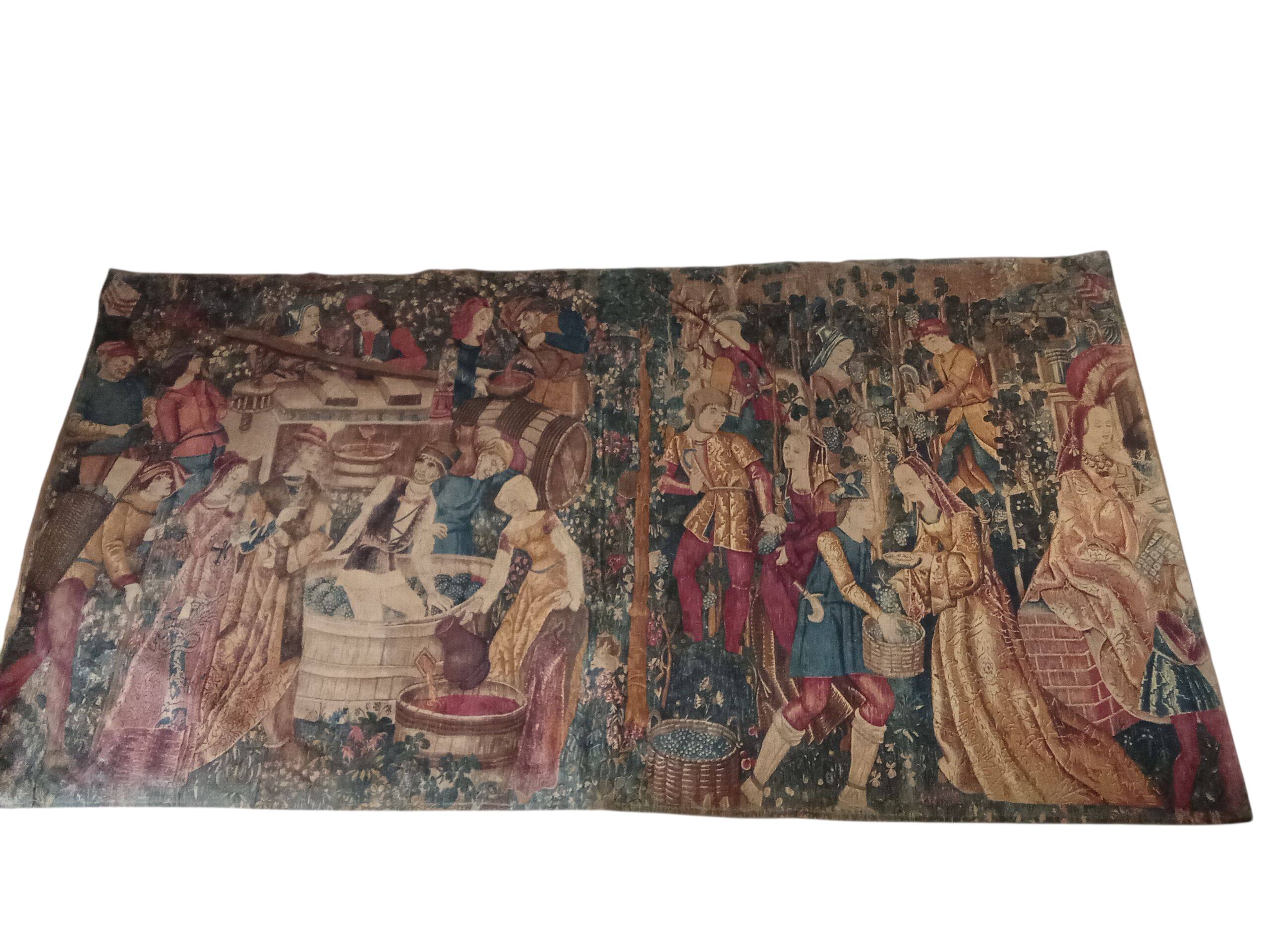 Ancienne grande tapisserie les vendanges atelier Rambouillet