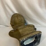 Bust of a young boy, plaster, monogrammed, circa 1900