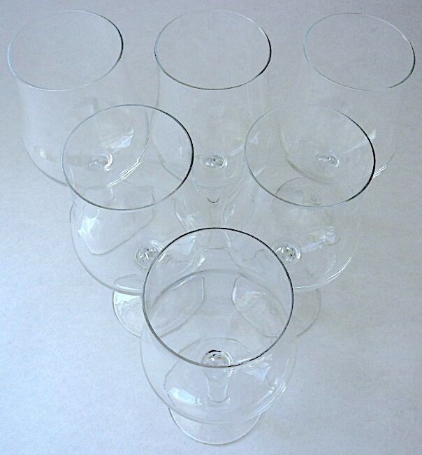 Suite of six large crystal wine tasting glasses