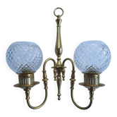 Applique murales deux lumières dorée globes en cristal ancienne