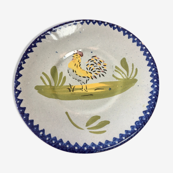 Saucer or small plate earthenware Charolles rooster pattern diameter 16 cm.