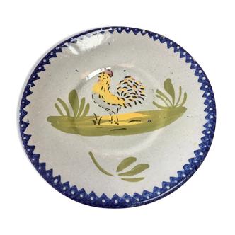Saucer or small plate earthenware Charolles rooster pattern diameter 16 cm.