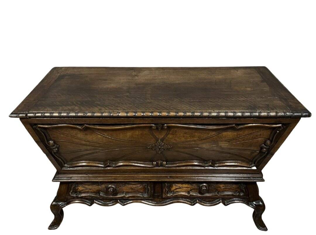 Louis XV style kneading trough in solid walnut