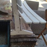 Banc de jardin en bois peint vers 1950