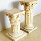 Pair of columns, corinthian style capitals in travertine, italy 1940s