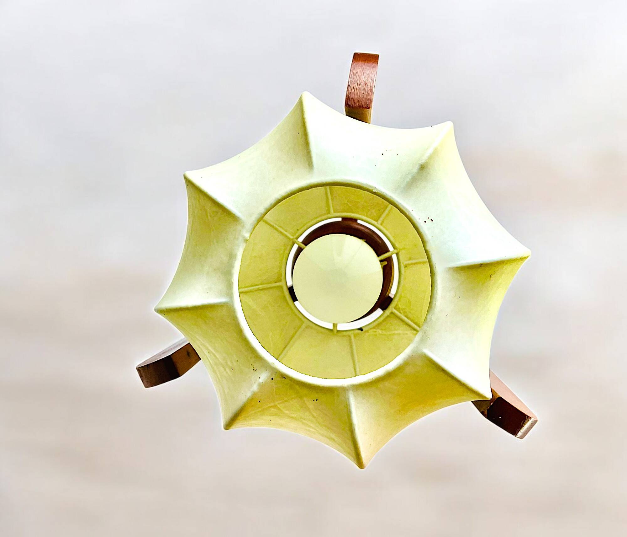 Portuguese mid century modern wooden hanging light