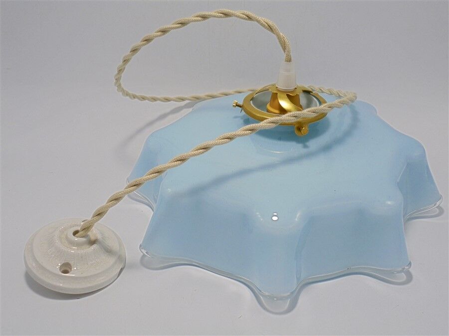 Blue opaline hanging lamp