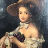 Painting: Oil on canvas: Portrait of a young woman