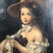 Painting: Oil on canvas: Portrait of a young woman