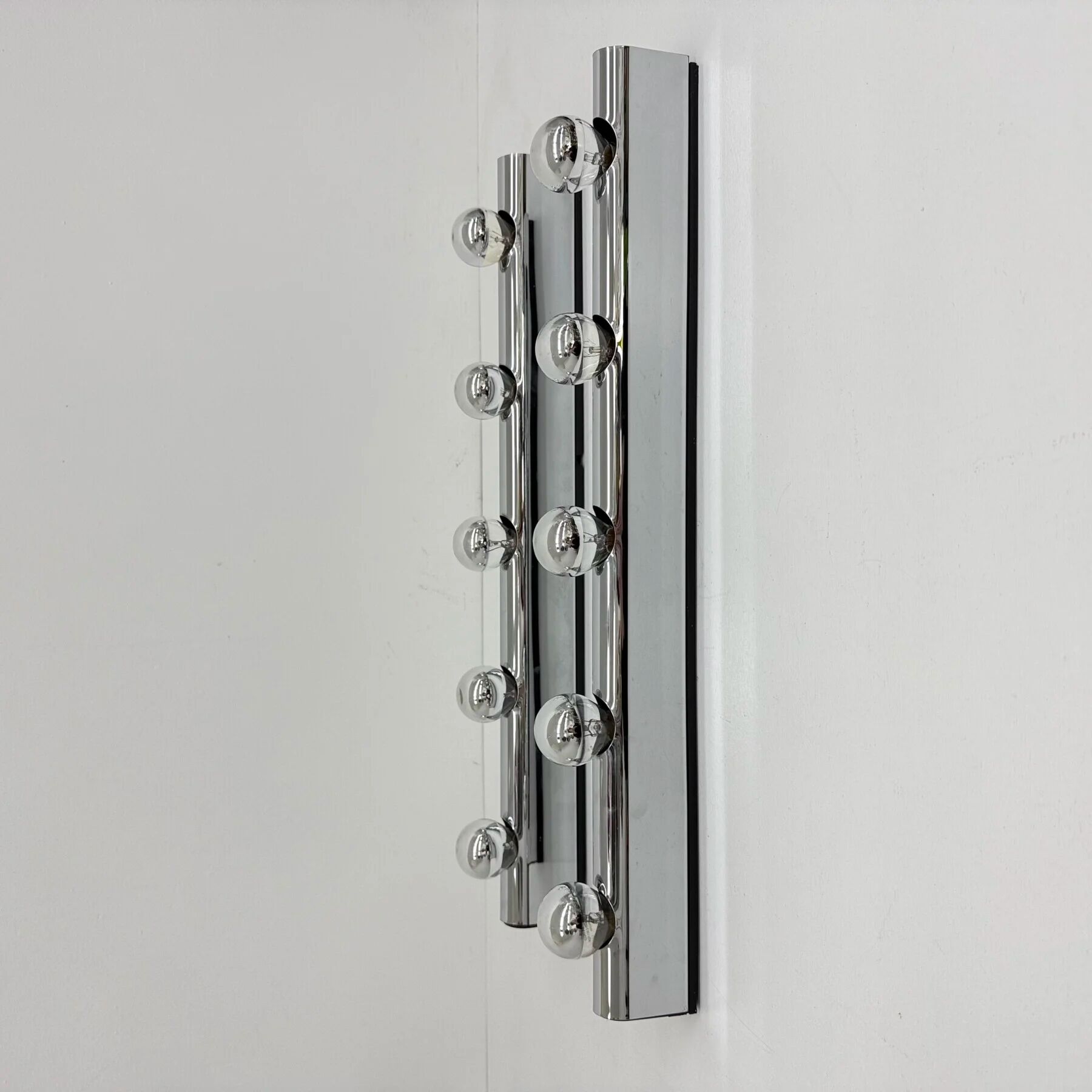 Set of 2 Targetti Sankey chrome wall lamps, 1970s