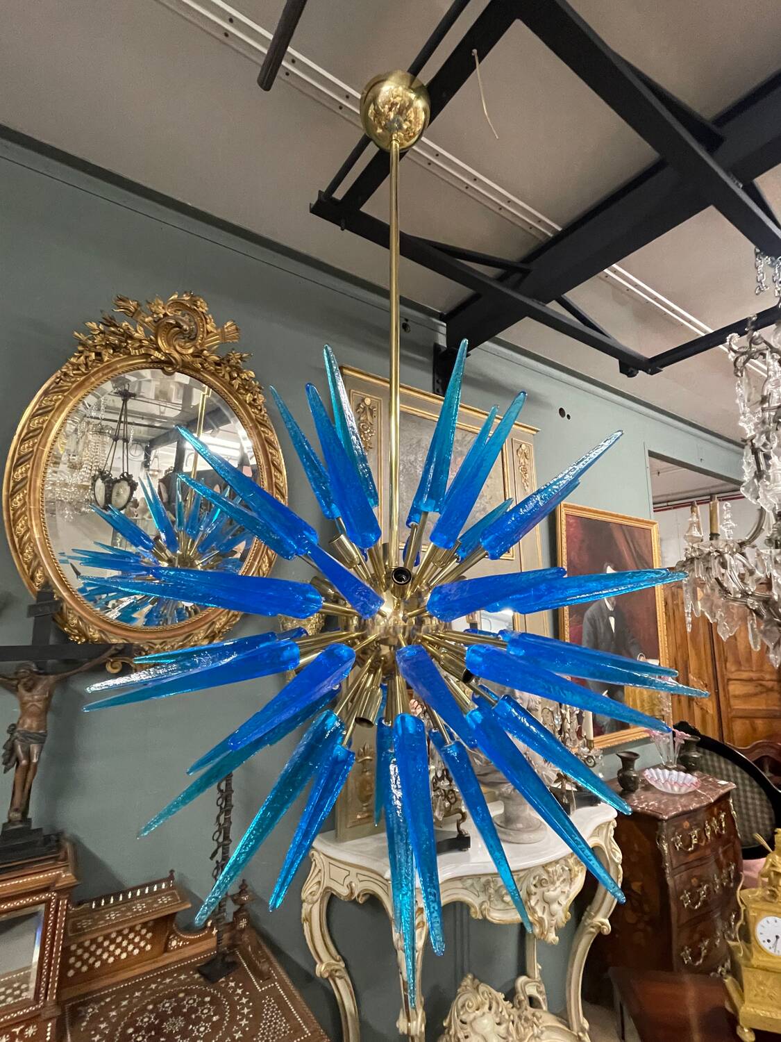 Large murano glass chandelier sputnik style 12 lights