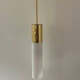 Vintage brass and opaline pendant light, Limburg, Germany 1960s