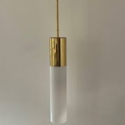 Vintage brass and opaline pendant light, Limburg, Germany 1960s