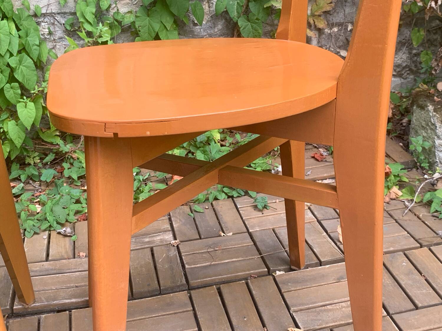 Pair of caramel bistro chairs 1950