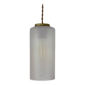 Lampe vintage en verre et laiton du milieu du siècle