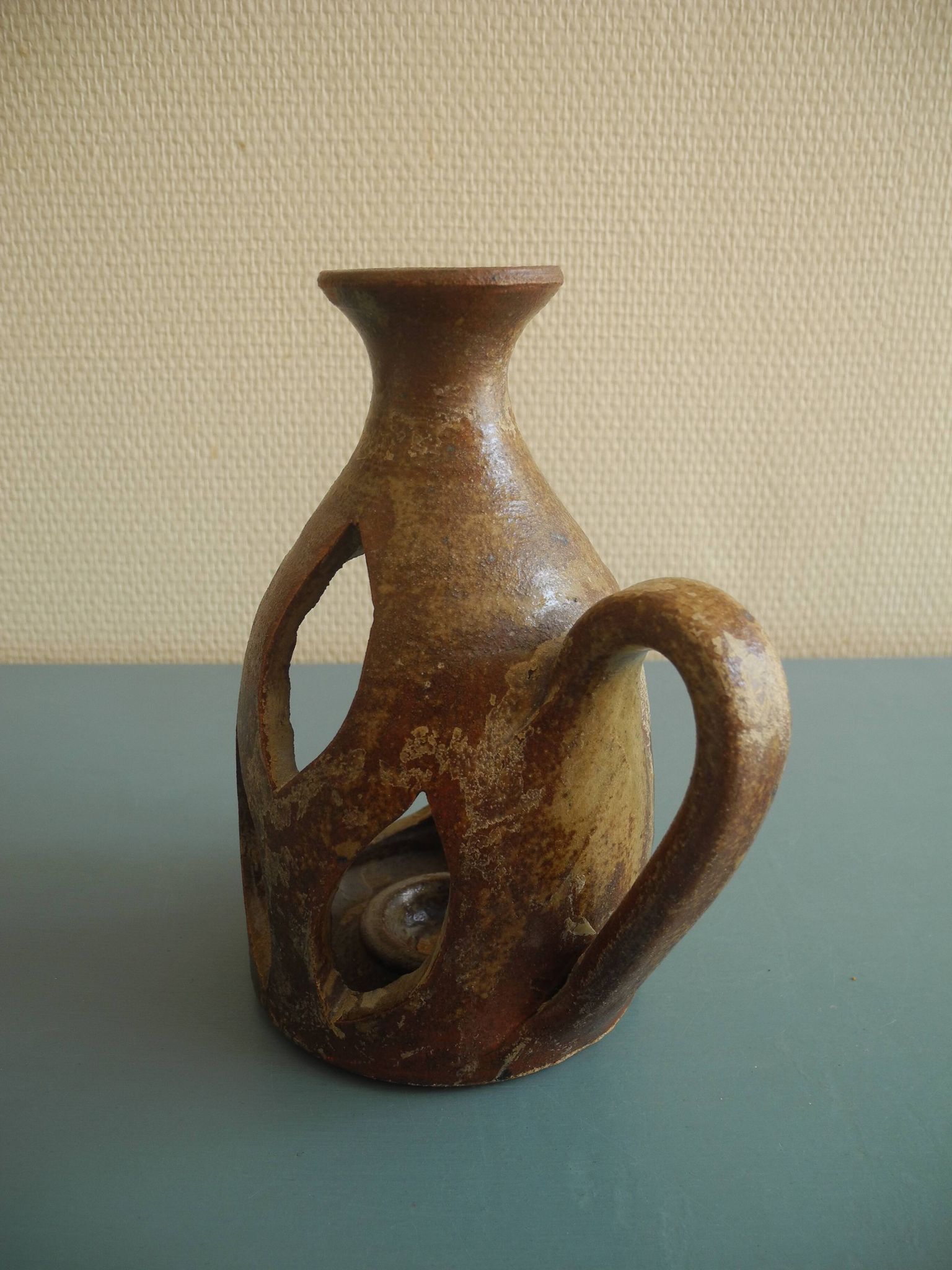 bougeoir photophore grès déco vintage candlestick tealight holder