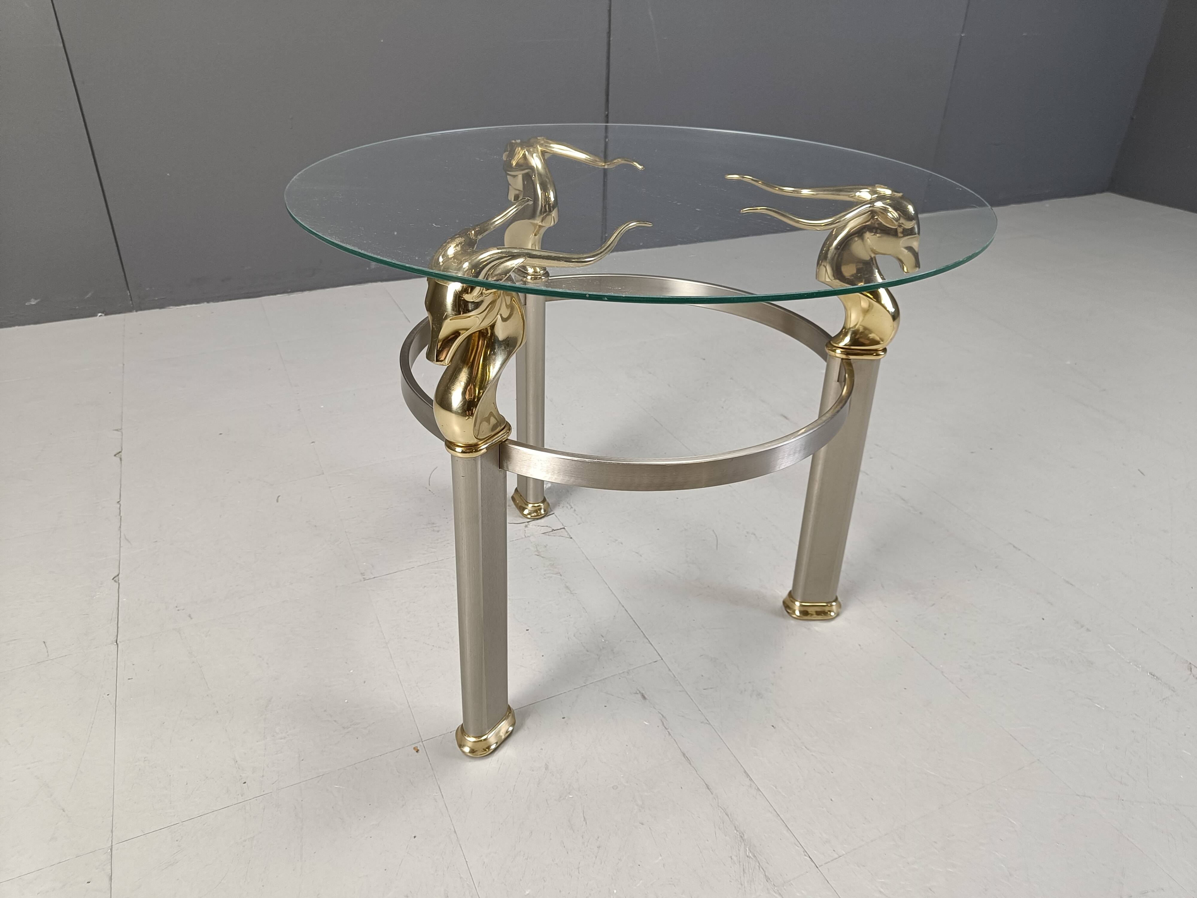 Vintage brass side table in the shape of an ibex or antelope, 1970s
