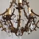 10 Light 5 Sided Bronze and Crystal Cage Chandelier