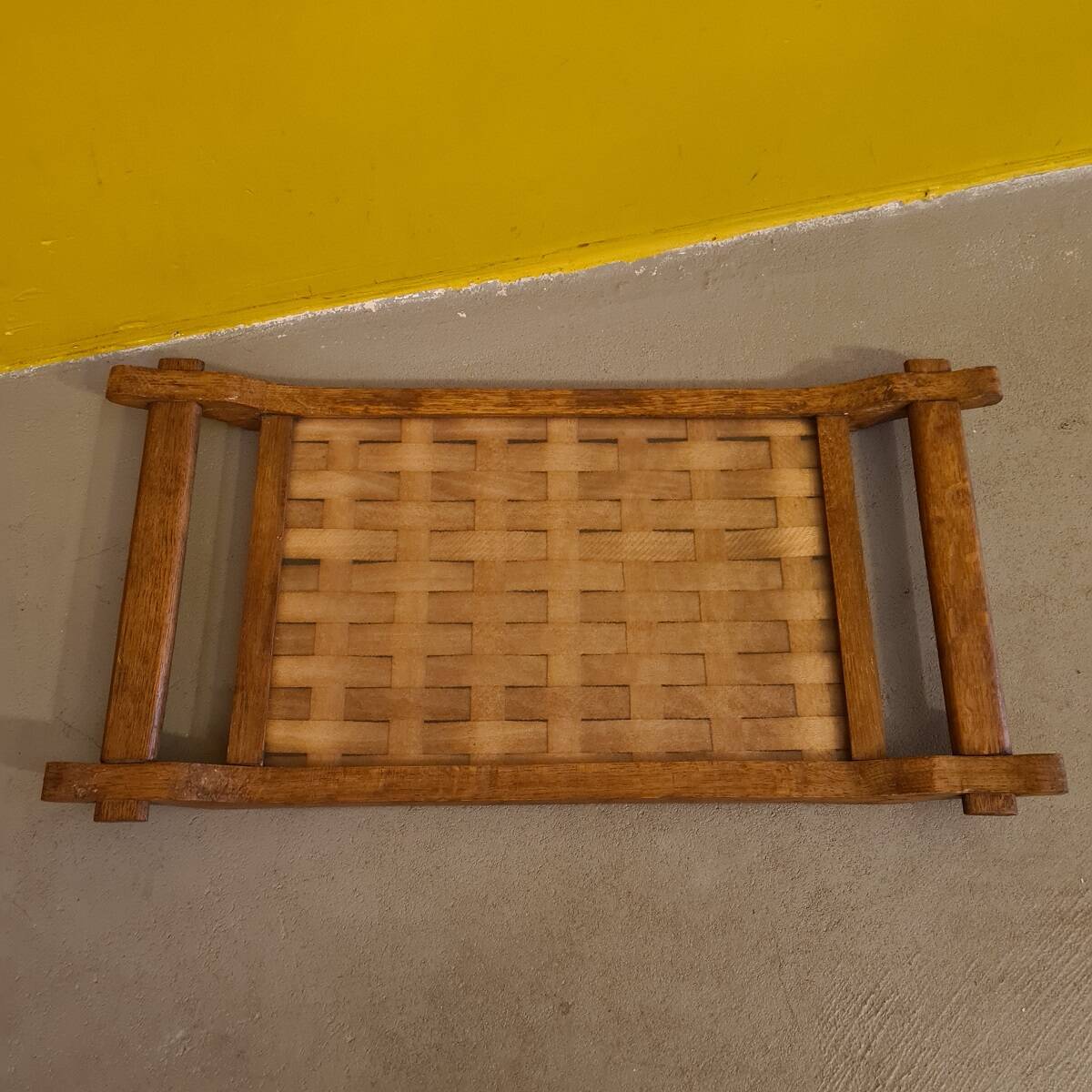 Oak Tray With Woven Top From The 1960s