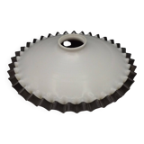 French Frilled Glass Pendant Shade White Opaline Glass Clear Scalloped Edge