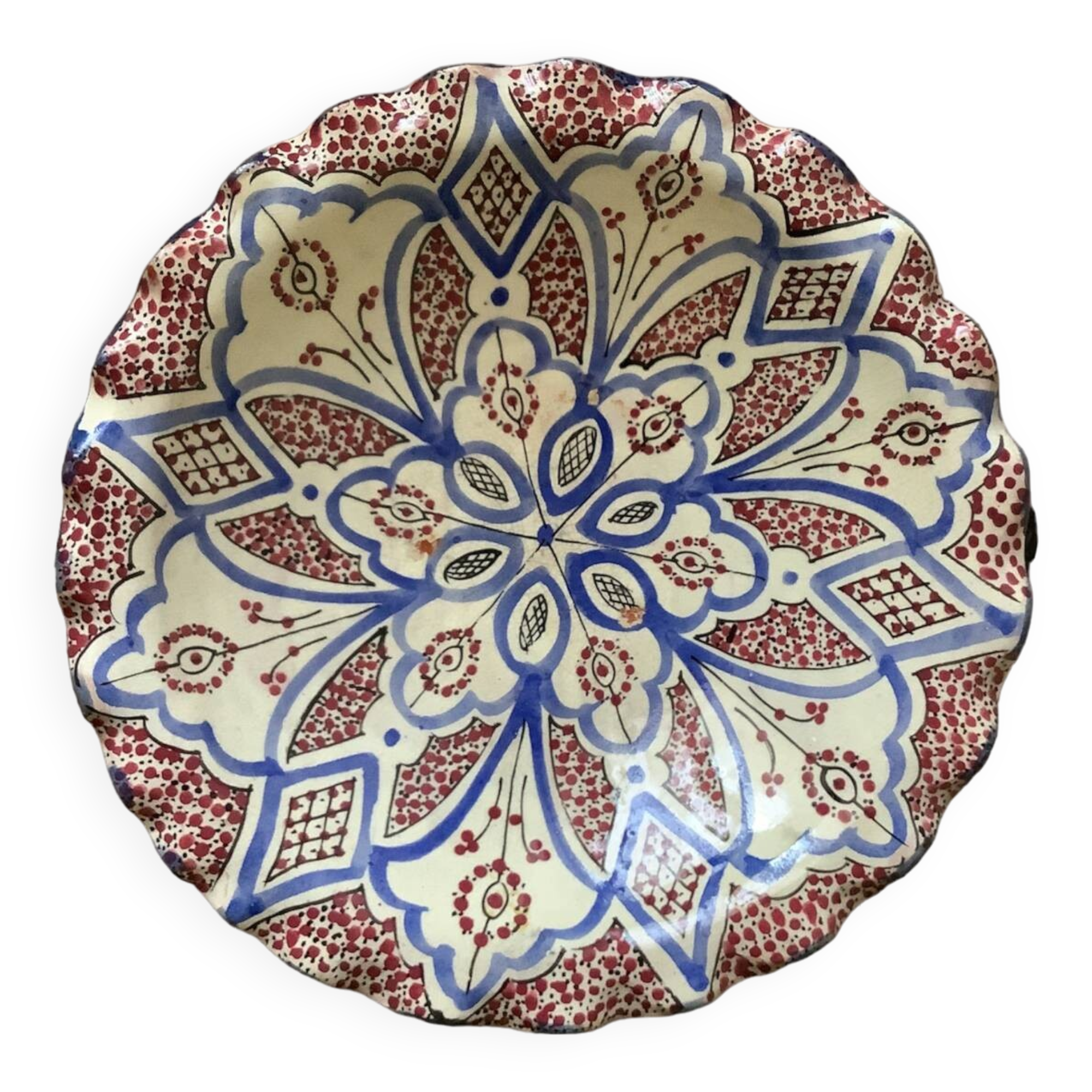 Plat en céramique artisanale, Maroc