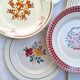 Multicolored flower dinner plates from Moulin des Loups, St Amand and Badonville