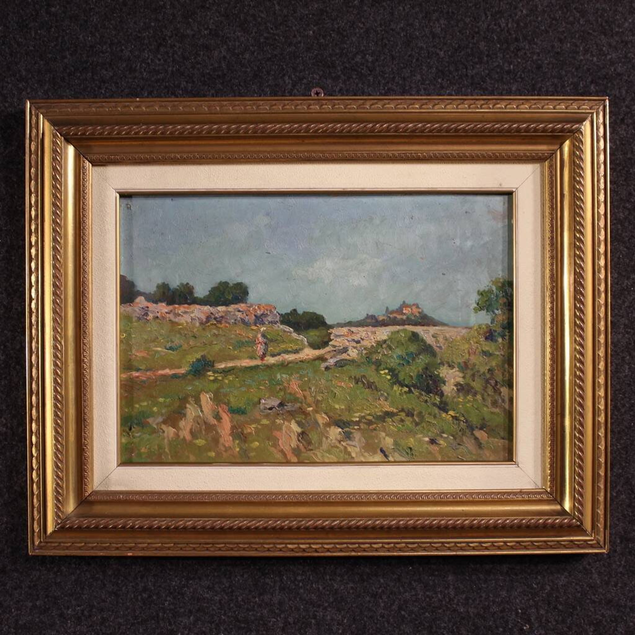 Peinture de paysage italienne signée du 20e siècle