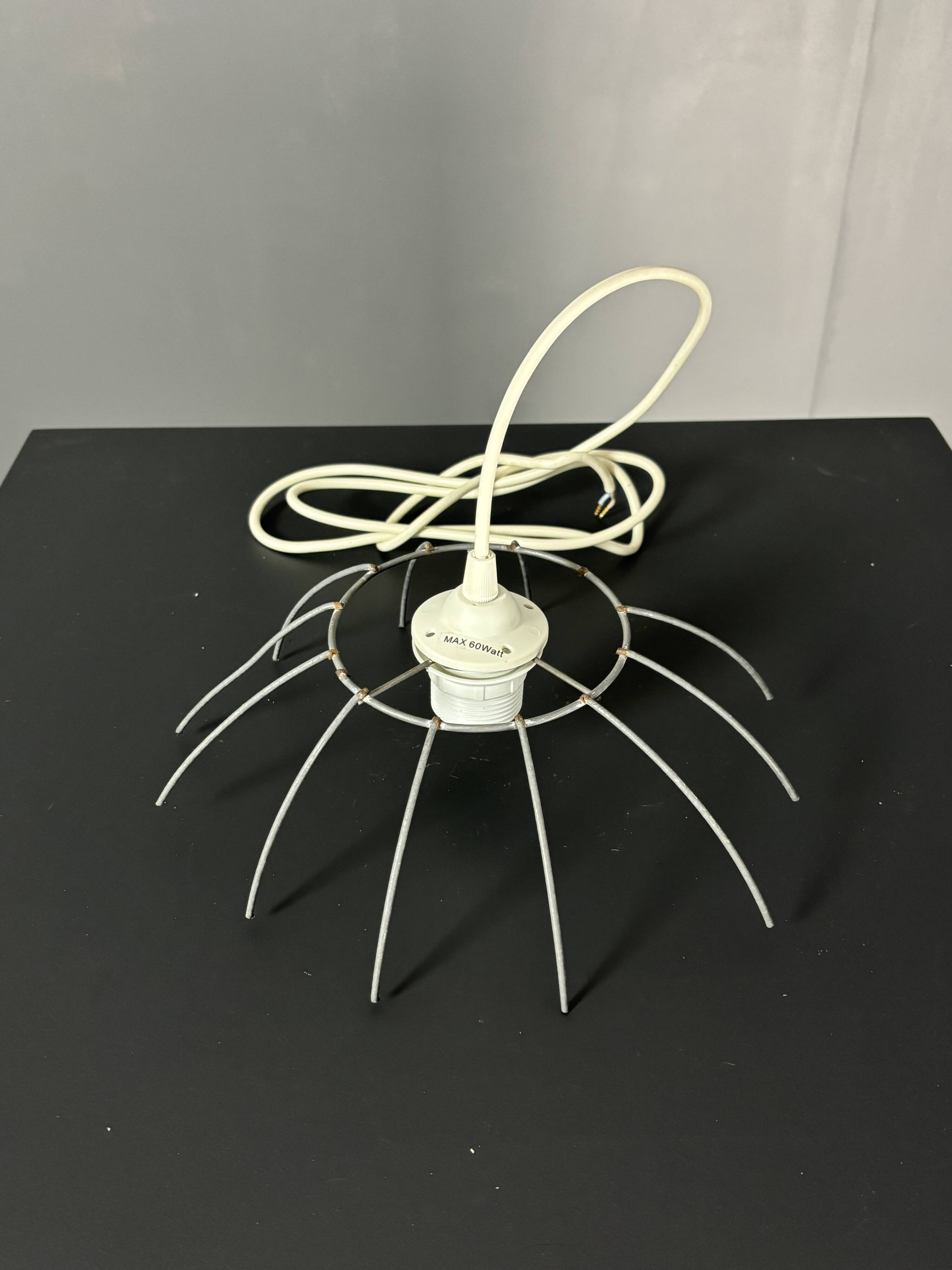 Midcentury pair pencil rattan large ( 62 cm ) pendants, Italy 1970s