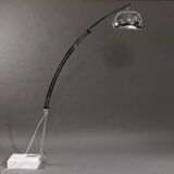 Height-adjustable arc-shaped floor lamp, metal and marble