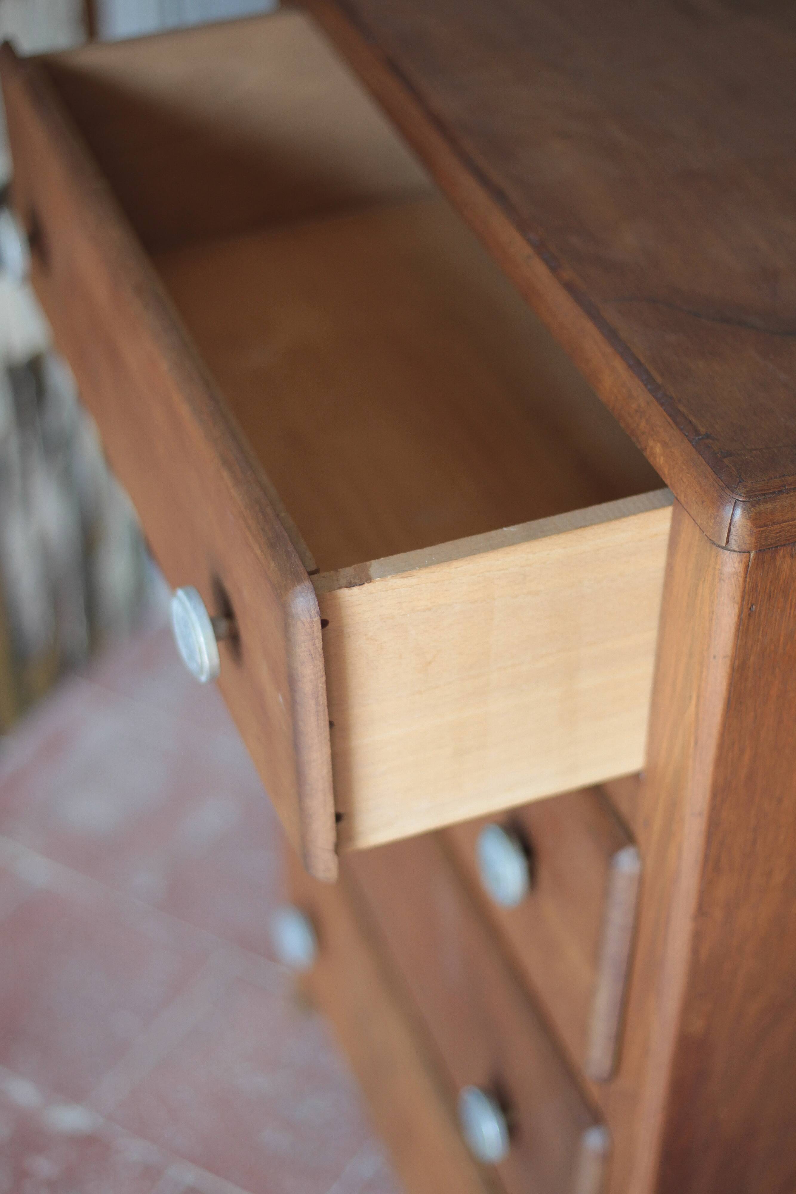 Vintage drawer unit, Art Deco wooden furniture, chest of drawers, tallboy.