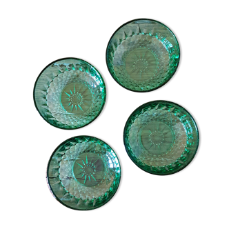 4 ramequins en verre ciselé vert Arcoroc