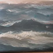 Marine painting on canvas – Large sailing ship at sea – 40 × 30 cm