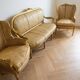 Louis XV gold salon set with a 3-seater sofa and 2 armchairs.