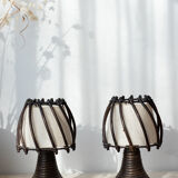Pair of rattan lamps