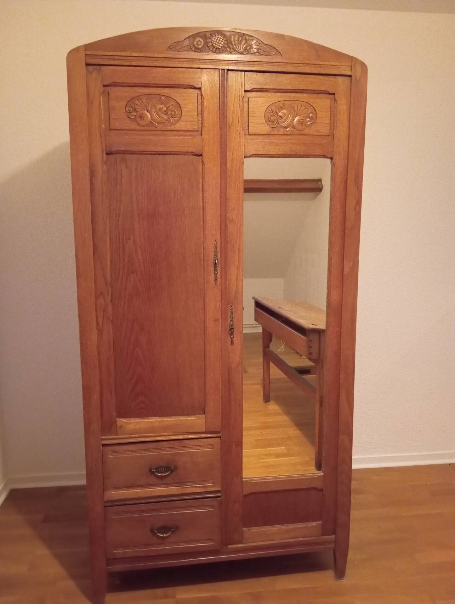 Parisian Art Deco wardrobe in solid oak