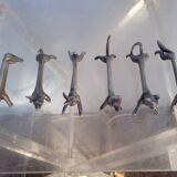 6 Vintage Pewter Animal Knife Holders